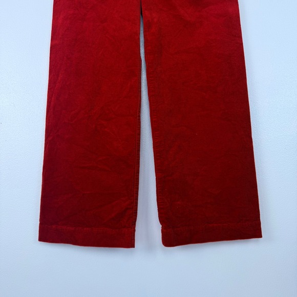 Anthropologie Maeve Colette Velvet Corduroy Wide Leg Pants 31 Red Full Length - Picture 5 of 16